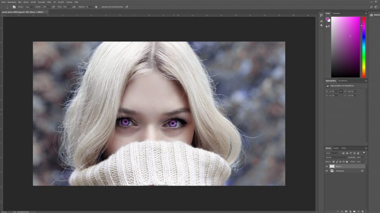Photoshop: Augen lila färben Augen mit Photoshop lila färben