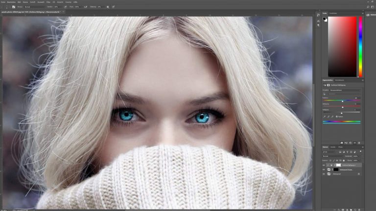 Photoshop: Augen türkisblau färben Mit Photoshop Augen türkisblau färben