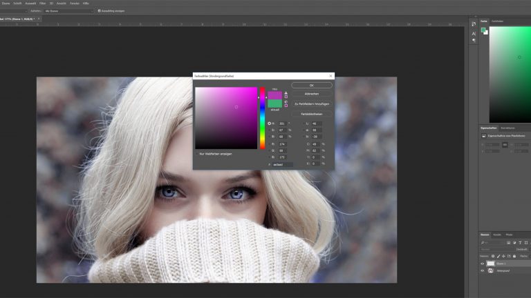 Farbe in Photoshop auswählen, in der du die Augen färben willst