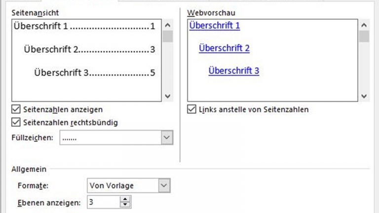 Inhaltsverzeichnis bei Microsoft Word formatieren Inhaltsverzeichnis bei Microsoft Word formatieren