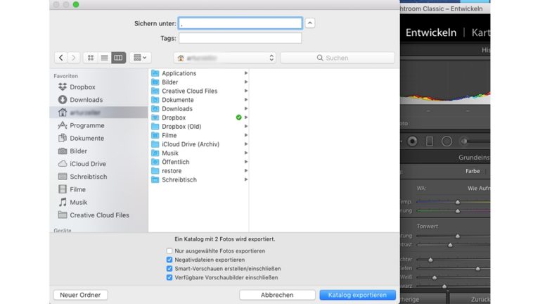 Lightroom-Katalog: Speicherort auswählen