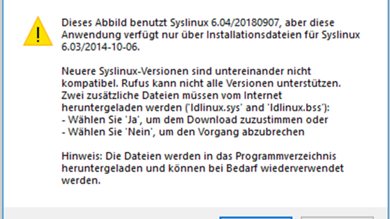 Rufus-Fenster Download erforderlich