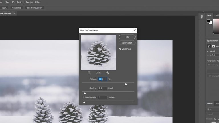 Unscharf maskieren mit Photoshop: Einstellungen anpassen