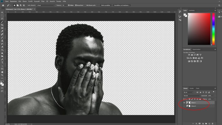 Freigestelltes Foto von einem Mann in Photoshop