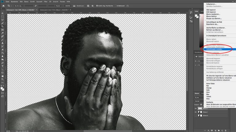 Ebene in Photoshop zu einer Schnittmaske machen