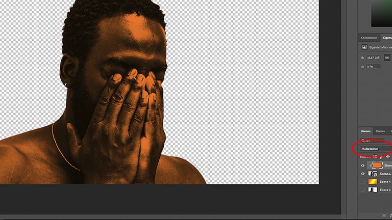 Mischmodus in Photoshop auf Multiplizieren setzen