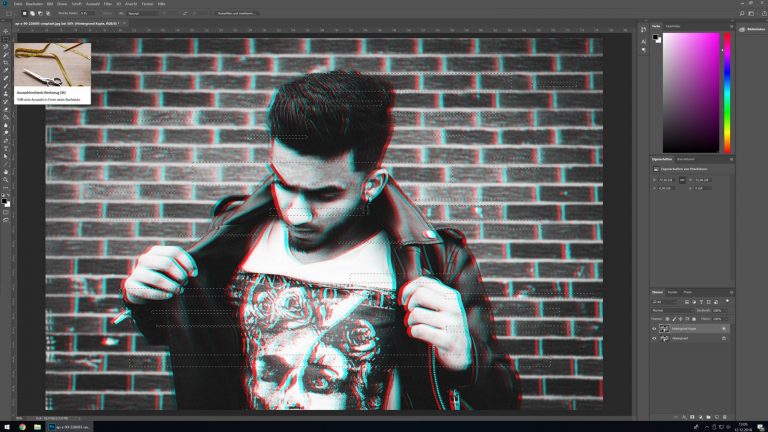 Auswahl in Photoshop verschieben, um Glitch-Effekt zu erzeugen