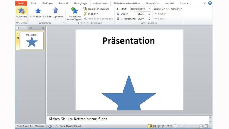 PowerPoint-Animation: Eingangseffekt Stern fliegt ein PowerPoint-Eingangseffekt: Ein Stern fliegt ein