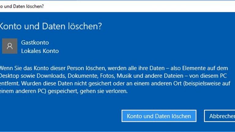 Windows-10-Gastkonto löschen: Entferne alle Daten des Nutzers Windows-10-Gastkonto löschen: Entferne alle Daten des Nutzers