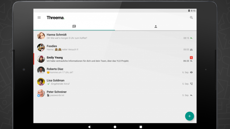 Screenshot von Chats bei Threema