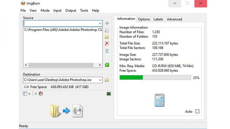 Windows 10 ISO erstellen: ImgBurn Vorgang starten ImgBurn: Starte den Vorgang zum Erstellen einer ISO-Datei