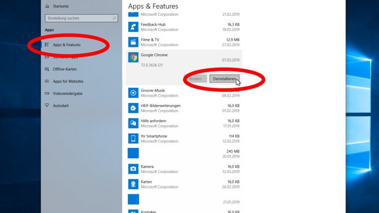 Google Chrome deinstallieren bei Windows 10 Google Chrome deinstallieren bei Windows 10