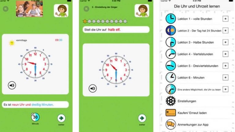 Die Uhr & Uhrzeit lernen Uhr lernen mit App für Kinder: Stunden, Minuten und Sekunden