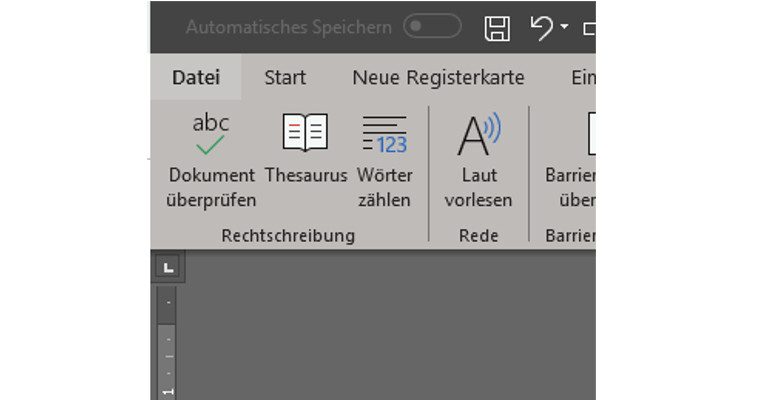 Word-Menüband Datei Word-Menüband Datei