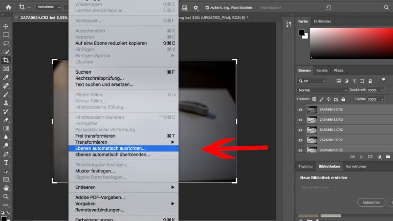 Focus Stacking: Photoshop- Ebenen ausrichten Focus Stacking: Ebenen automatisch ausrichten in Photoshop