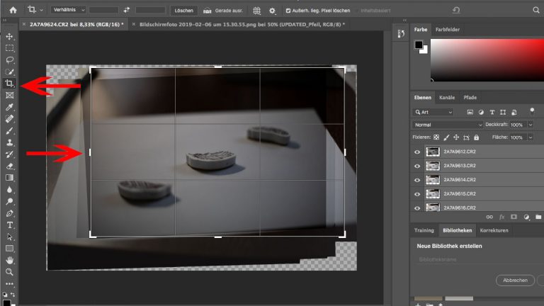 Focus Stacking: Photoshop - zuschneiden Focus Stacking: Zuschnitt in Photoshop