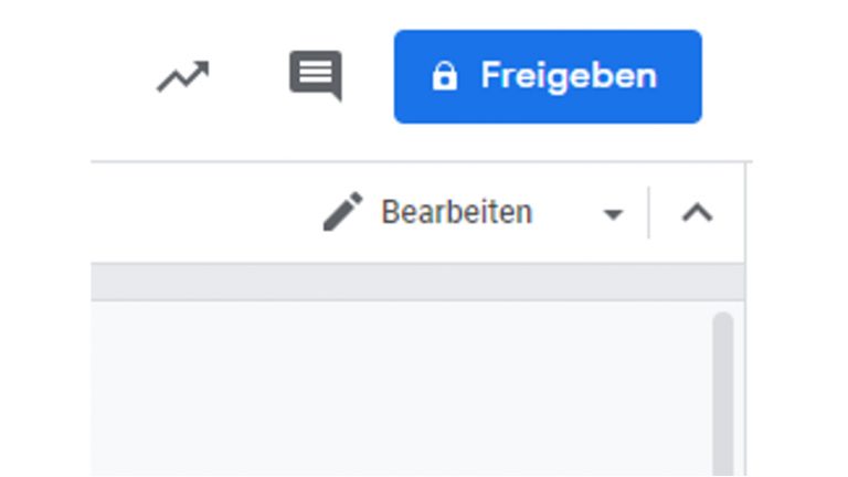 Google-Docs-Fenster mit dem Button Freigeben