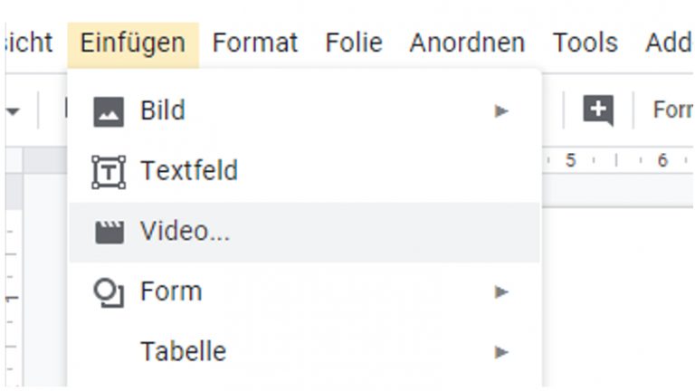 Google-Docs-Fenster: Video einfügen