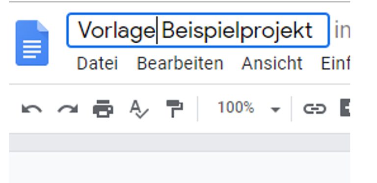 Google-Docs-Fenster: Dokument-Name ändern