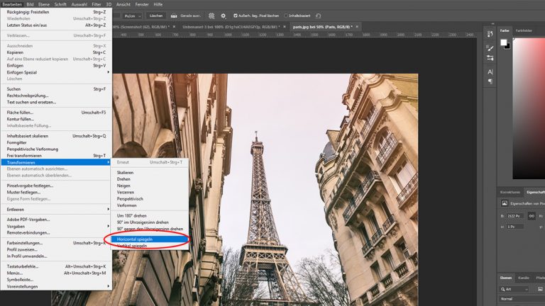 Bild von Eiffelturm mit Photoshop spiegeln Bild von Eiffelturm mit Photoshop spiegeln