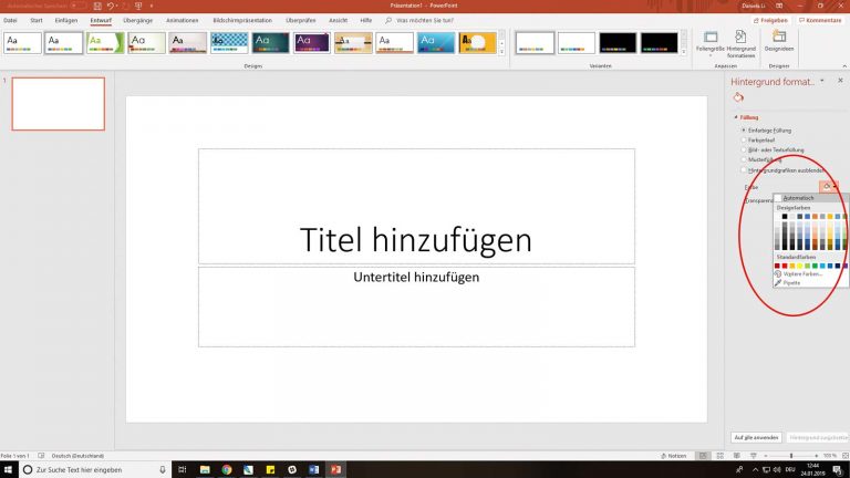 PowerPoint-Hintergrund einfarbig füllen PowerPoint-Hintergrund einfarbig füllen