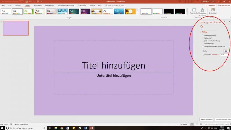 Deckkraft von PowerPoint-Hintergrundfarbe anpassen Deckkraft von PowerPoint-Hintergrundfarbe anpassen