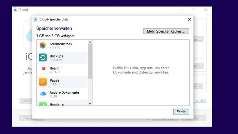 iCloud für Windows: Speicher kaufen iCloud-Speicherplatz auf Windows-PC verwalten