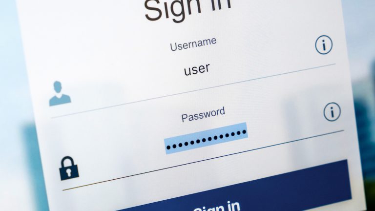 Login-Bildschirm in einem Internet Browser