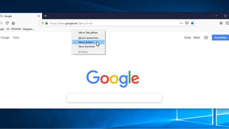 Firefox Lesezeichen Ordner anlegen Alternative Screenshot