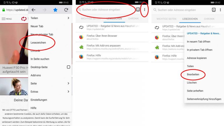 Lesezeichen suchen und wiederherstellen in Android Lesezeichen suchen und wiederherstellen in Android