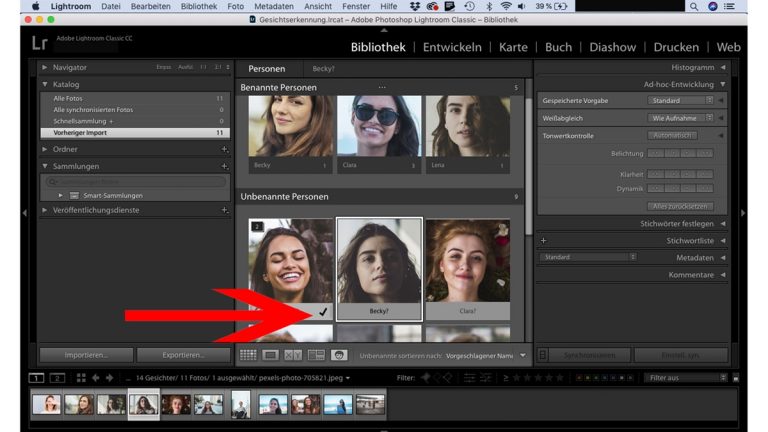Lightroom-Gesichtserkennung bestätigen