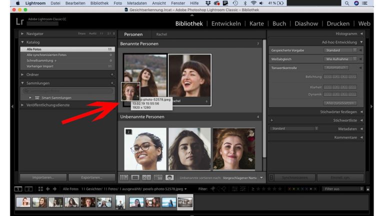Lightroom-Gesichtserkennung: Bilder zuordnen