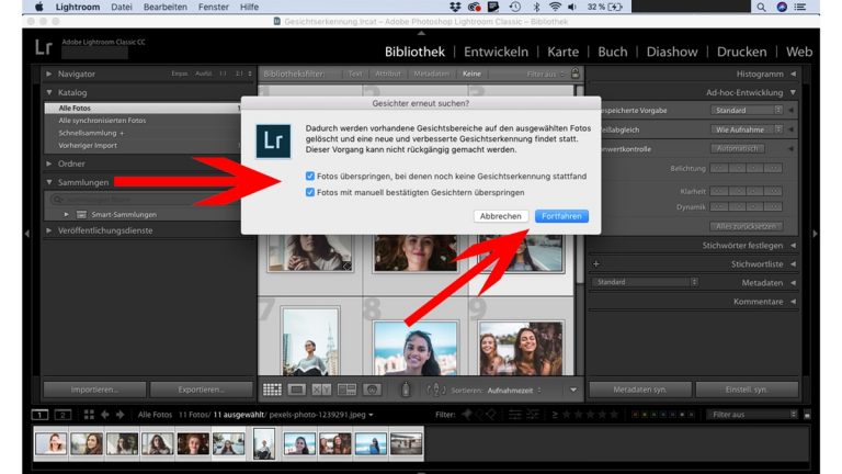 Lightroom-Gesichtserkennung: Dialogfeld