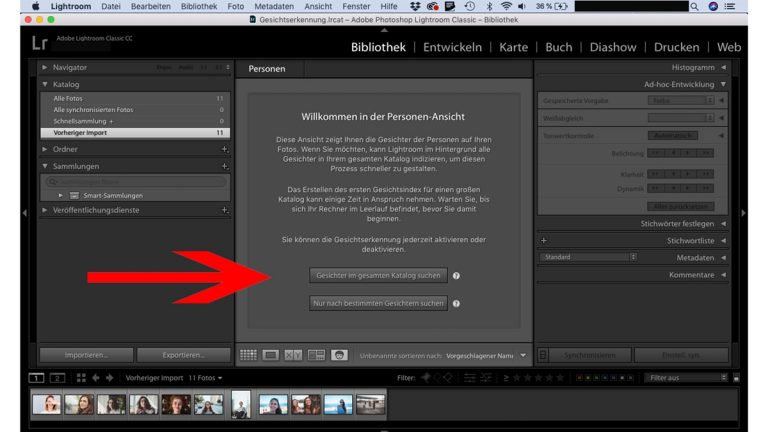 Kompletten Lightroom-Katalog nach Gesichtern durchsuchen