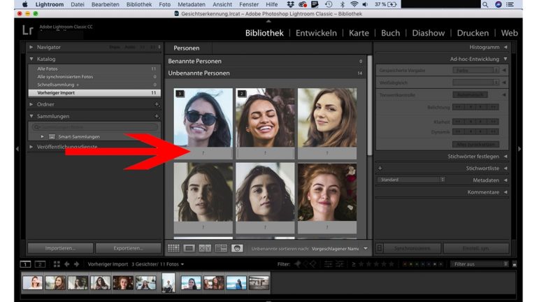 Gesichter in Lightroom mit Namen versehen