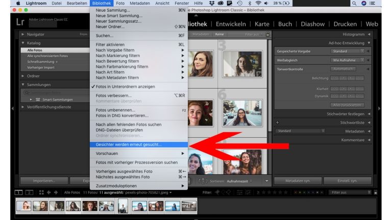 Lightroom-Gesichtserkennung: Erneut suchen