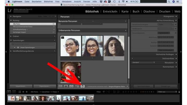 Lightroom-Gesichtserkennung: Ansicht Personen öffnen
