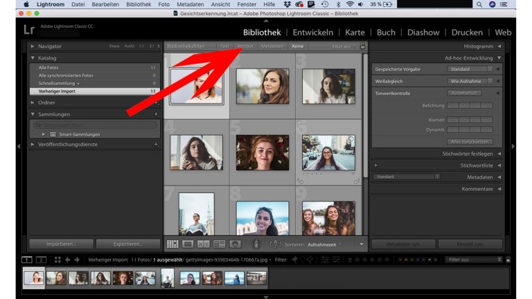 Gesichtserkennung in Lightroom öffnen