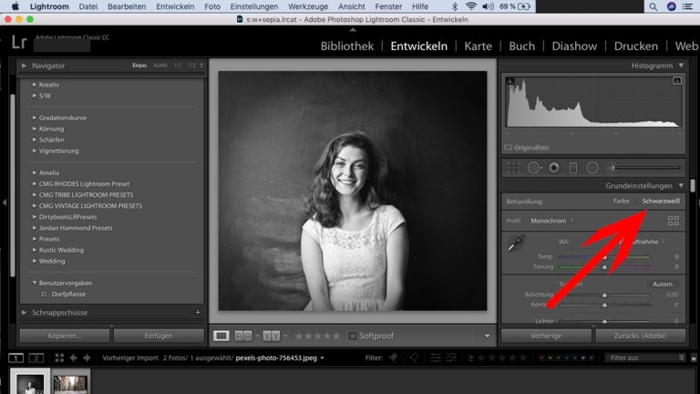 Lightroom: Schwarz-Weiß-Einstellung