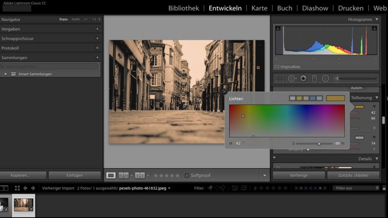 Lightroom: Teiltonung für Sepia-Effekt