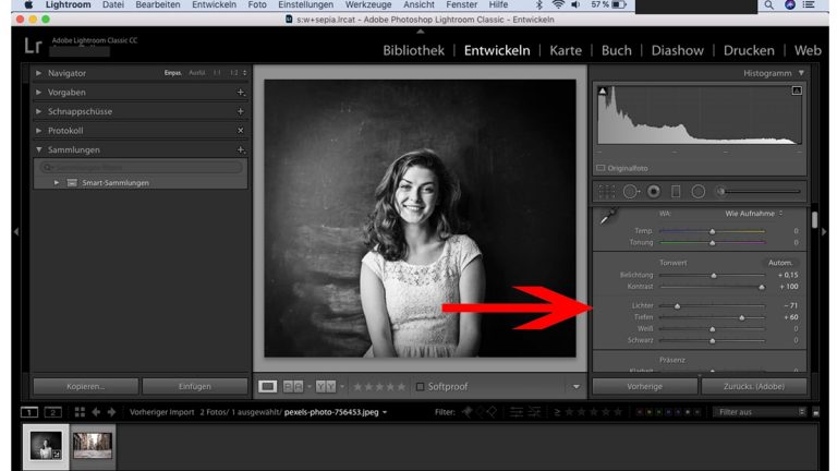 Lightroom Schwarz-Weiß: Tiefen und Lichter Lightroom: Tiefen und Lichter verändern