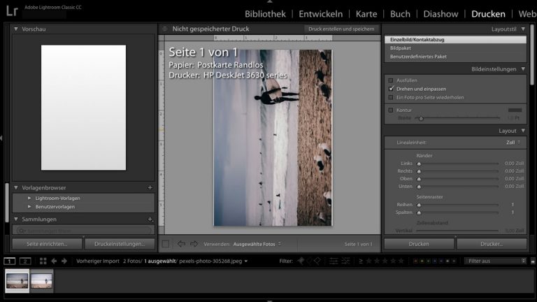 Lightroom Shortcuts: Drucken Fotos in Lightroom drucken