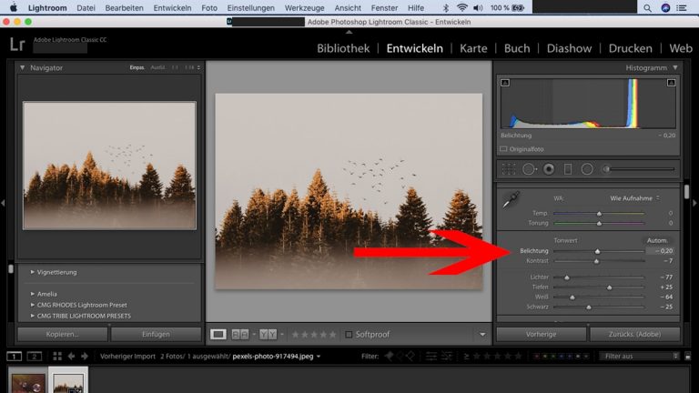 Lightroom-Workflow: Belichtungsregler einstellen