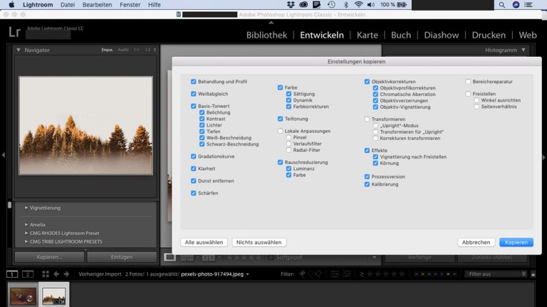 Lightroom-Workflow: Einstellungen kopieren