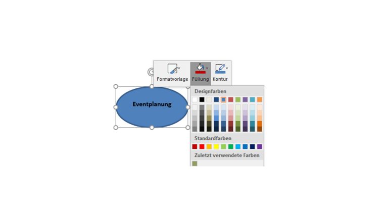Mindmap erstellen: Füllung ändern Word-Fenster Füllung
