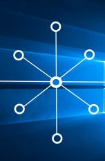 Windows 10 Netzwerktyp ändern Symbolbild: Netzwerk-Grafik vor Windows-Benutzeroberfläche