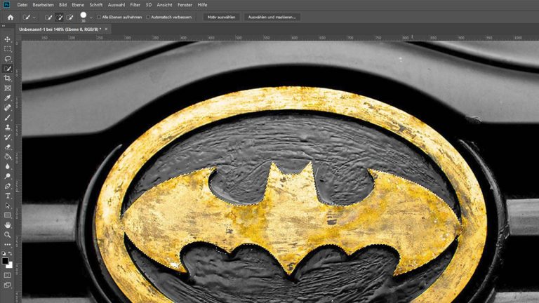 Bereich markieren mit Schnellauswahlwerkzeug in Photoshop CC