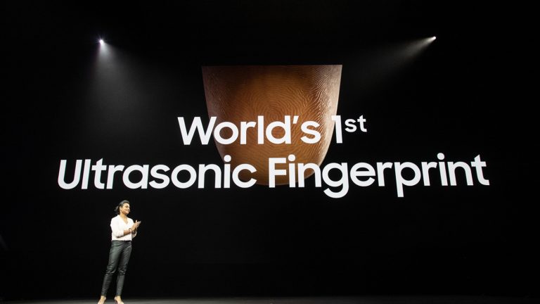 Vorstellung des In-Display-Scanners bei der offiziellen Präsentation des Galaxy S10 gewe