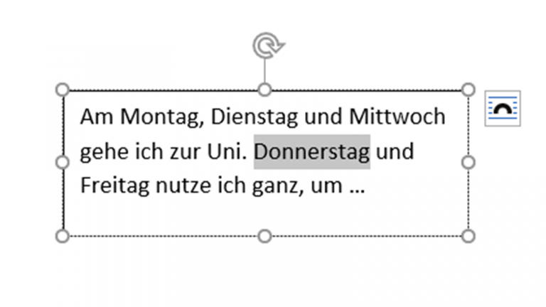 Markierter Text in Textfeld innerhalb eines Word-Dokuments Markierter Text in Textfeld innerhalb eines Word-Dokuments