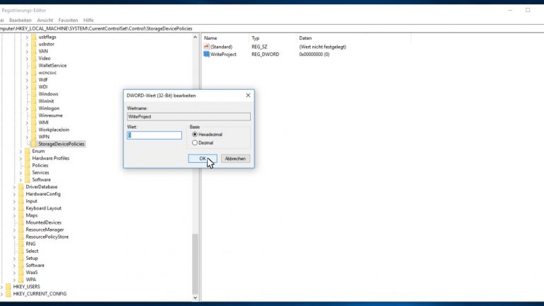 USB-Stick formatieren im Registry Editor Windows 10 Screenshot USB-Stick formatieren im Registry Editor Windows 10 Screenshot